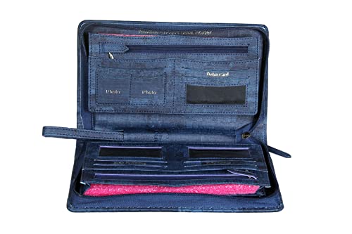 Image of Sukeshcraft Multiple Cheque Book Holder | Original PU Holds Upto 8 Cheque Books, CorkBlue