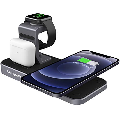 Mangotek Wireless Charger iPhone Apple Watch and AirPods Charging Station, 3 in 1 Wireless Charger Stand Pad Qi Fast Chargers Dock for iPhone 11/12/11 Pro/SE 2020/XS Max/XR/X/8/8Plus/iWatch/Airpods Mangotek Wireless Charger iPhone Apple Watch and AirPods Charging Station, 3 in 1 Wireless Charger Stand Pad Qi Fast Chargers Dock for iPhone 11/12/11 Pro/SE 2020/XS Max/XR/X/8/8Plus/iWatch/Airpods