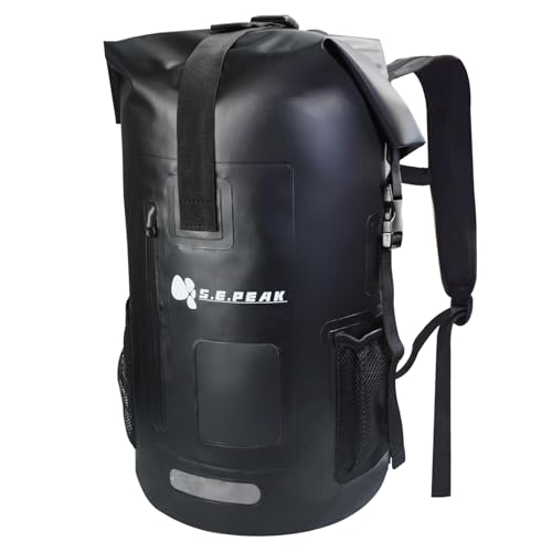 S.E.PEAK Waterproof Dry Bag Backpack IPX6, Roll-Top, Black