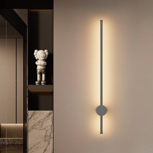 Klighten Lange Wandleuchte Innen LED, 81CM/24W, Dunkelgrau IP65 Außen Wandlampe, Modern Wandbeleuchtung Aluminium, für Schlafzimmer Wohnzimmer Flur Treppenhaus, Warmweiß 3000K