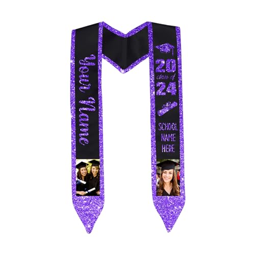 Custom Graduation Stole Personalized Graduation Sash with with Photo School Name Class of 2024 Graduation Gifts
