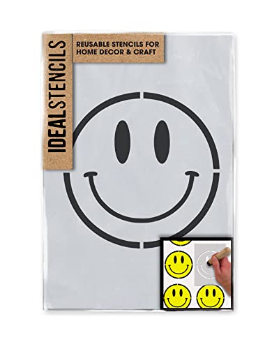 Smiley Acid Face Stencil - Craft, Art, Decor - Paint Design onto Any Surface - Reusable