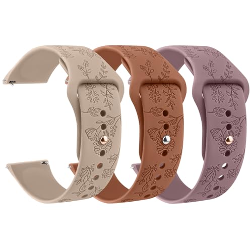 Meliya Silicone Watch Bands Quick Release 20mm 22mm Bands, Floral Engraved Soft Silicone Rubber...