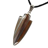 Power Pack Series - 45mm Broadhead Arrow Point Arrowhead Shaped Tiger Iron Hematite - Black Cord - Natural Stone Crystal Gemstone Pendant Necklace Charm