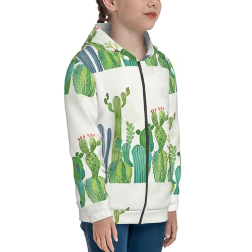 Cartoon Cactus Kids Pullover Hoodies Boys Zip Up Sweatshirts Girls Athletic Clothes with Pocket4