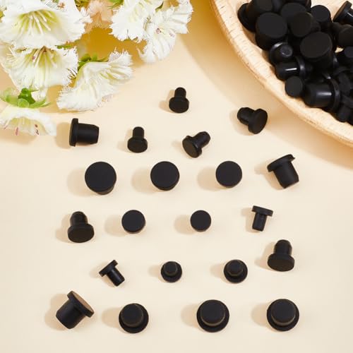 Image of GORGECRAFT 50Pcs 5 Sizes Salt and Pepper Shakers Stopper 4mm /5.5mm /6.5mm /7.5mm /8.3mm Black Silicone Bottle Stopper Tube Seal Plug Replacement Insert Hole Plug End Covers for Bottles Pipes Flower Pots