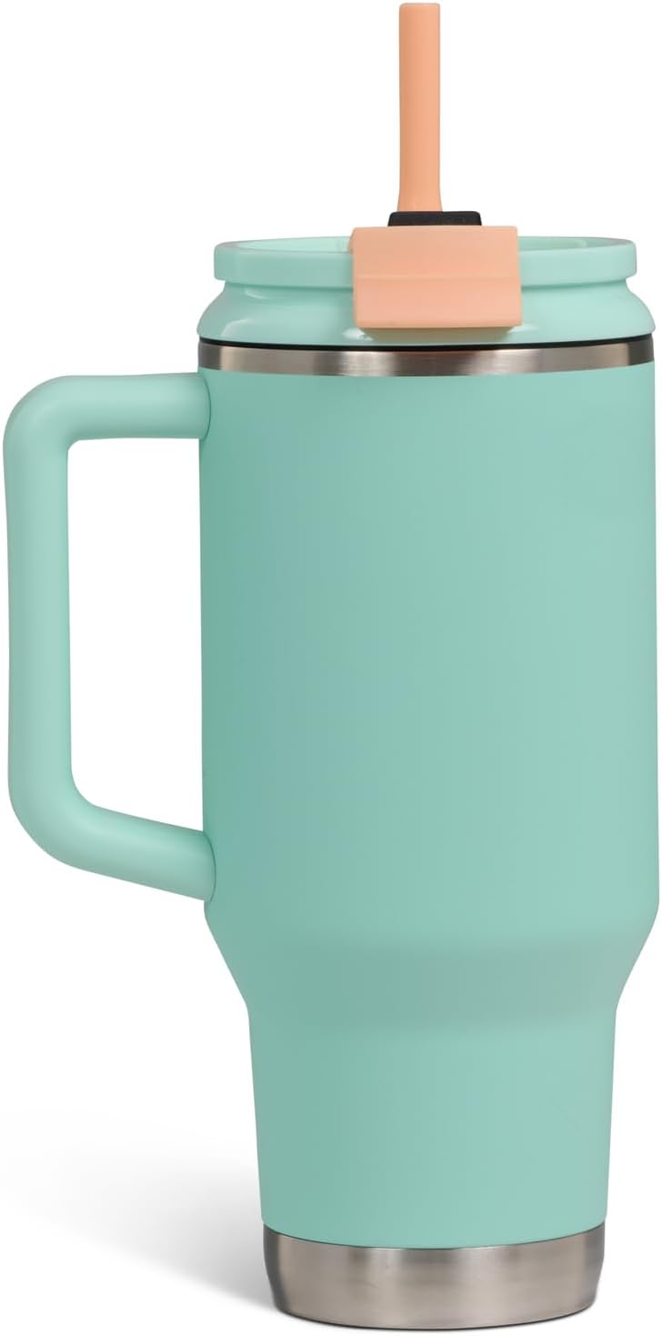 Igloo, 32 oz Tumbler with Handle, Reusable Travel Mug, Stainless Steel Insulated Hydration Cup for Hot & Cold Beverages, Seafoam - Image 4