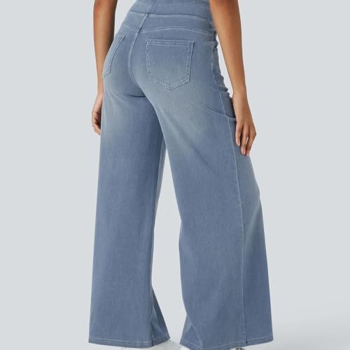 Grevela Pull Up Jeans, Grevela Stretch Jeans, High Waisted Multiple Pockets Wide Leg Washed Stretchy Knit Casual Jean3