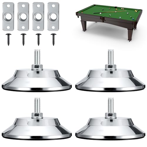4 PCS Heavy Duty Billiard Table Leg Levelers, Adjustable Height 5 Inch Metal Leveling Feet, Furniture Leveling Risers with PE Base for Pool Table, Soccer Table, Air Hockey Table