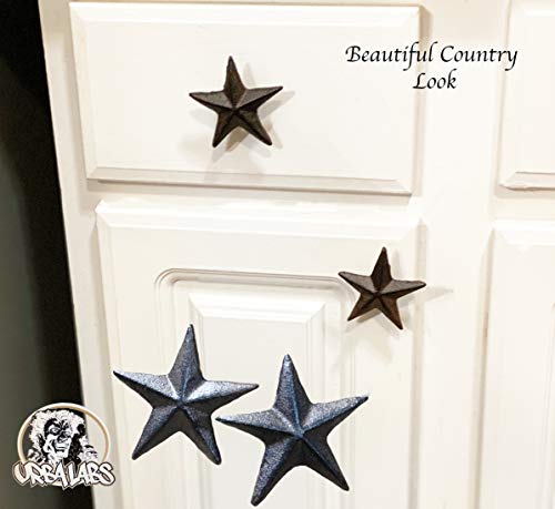 Urbalabs Western Rustic Large Country Star Cast Iron Kitchen Cabinet Rustic Brown Western Star Cabinet Knobs & Farmhouse 2.5 Inch Drawer Pulls Set Of 12 Knobs And Pulls #TOP3