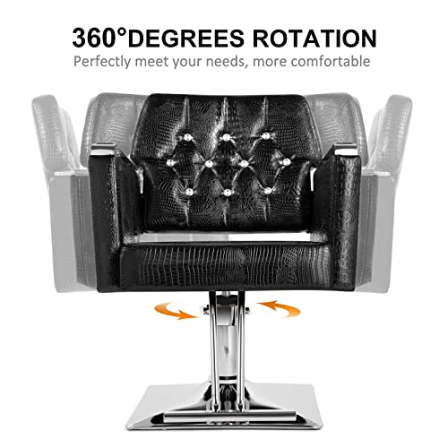 Artist Hand Salon Chair For Hair Stylist, Heavy Duty Hair Salon Equipment Hydraulic Barber Chair Spa Furniture Extra Wider Seat Beauty, Max Load Weight 330 Lbs (Black) #TOP2