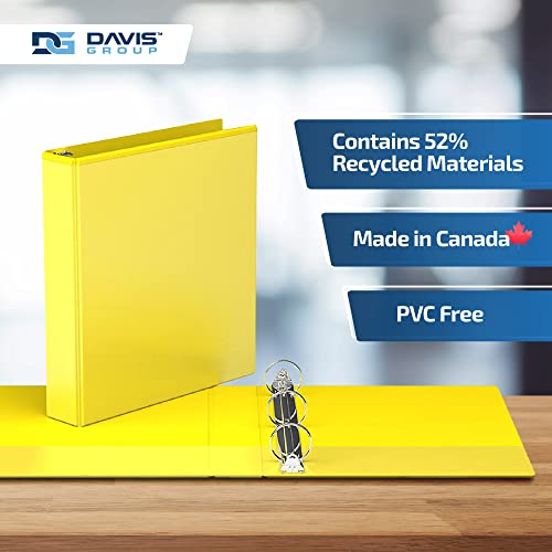 Image of Easyview Premium 3-Ring Binders with Clear-View Covers and Round Rings, Binders for School or Office, 1.5 Inch, Pack of 6, Yellow | Heavy-duty binder, fits 8.5 inch x 11 inch paper, customizable cover, made in Canada, ideal for school or office use
