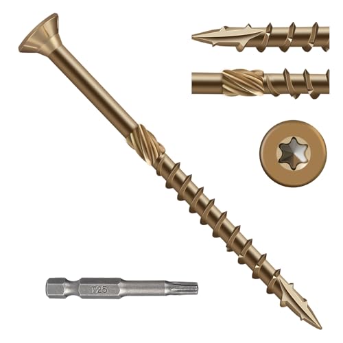 Image of Deck Screws 3 Inch, Wood Screws #10x3 inch, 55 Pcs Golden Brown