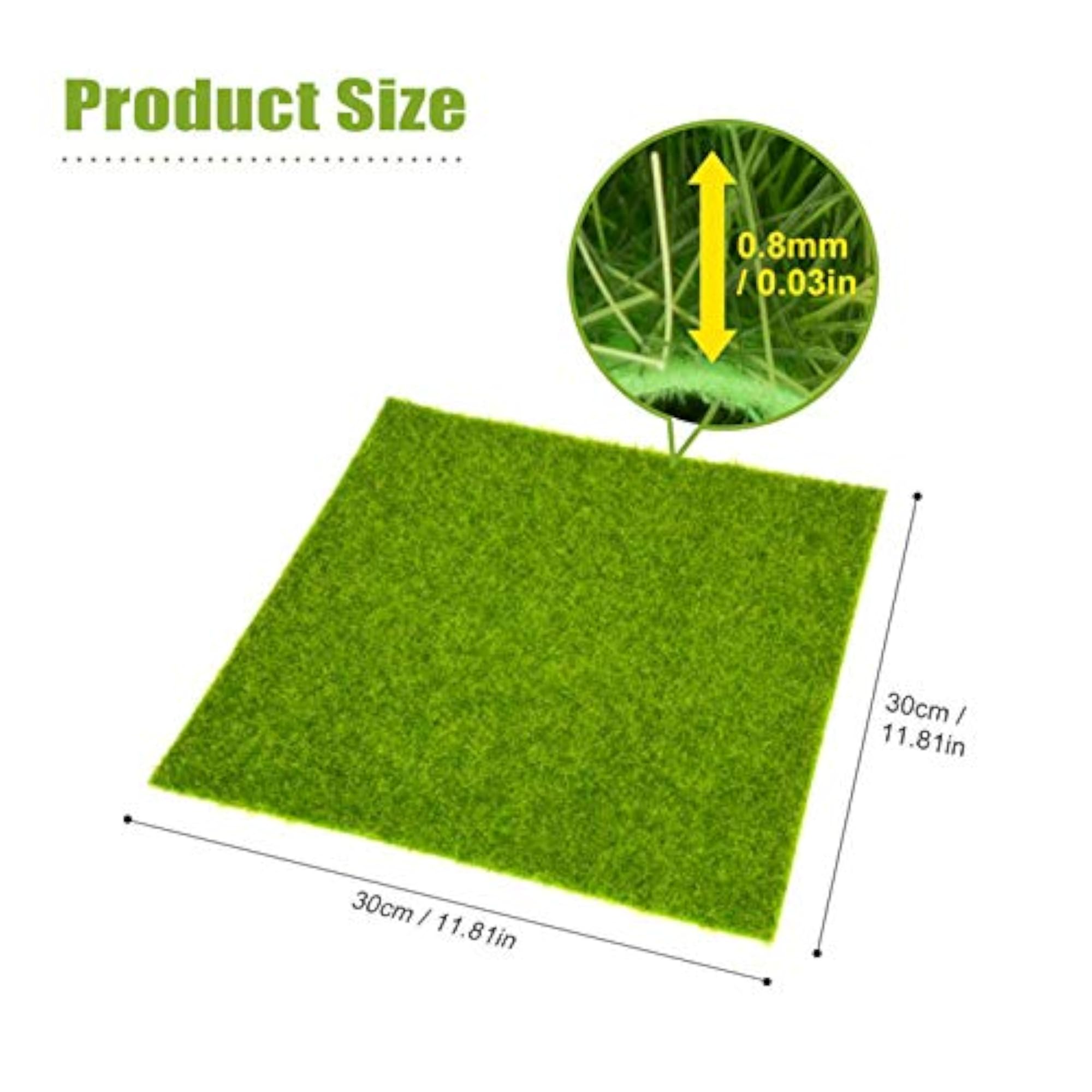 Artificial Grass, Synthetic Washable Lawn Green 30x30cm