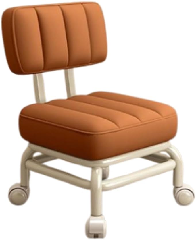 Low Roller Stools with Universal Wheel, PU Leather Rolling Stool, Square Rolling Stool, Mechanic Stool Wheels for Home Office Garage Shop,E