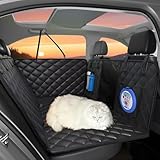 Dog Car Seat Cover for Back Seat, Hard Bottom Back Seat Extender for Dogs - Supports 400lbs,New Waterproof, Scratch Resistant, Anti Slip Portable Dog Hammock,Suitable for SUVs and Trucks（ALL BLACK）