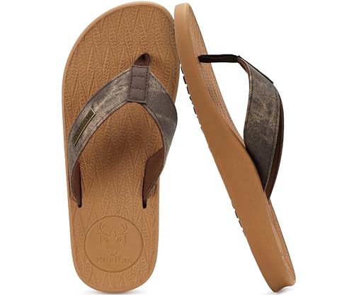 Image of KuaiLu Mens Flip Flops Arch Support Comfortable Summer Beach Thong Sandals Yoga Foam Cushion Slip on Slippers