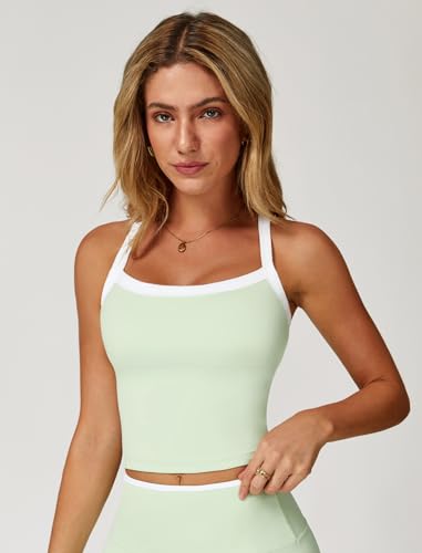 Image of QBGJTD Womens Longline Sports Bras Cross Back Active Gym Yoga Padded Workout Crop Tank Top with Built in Bra