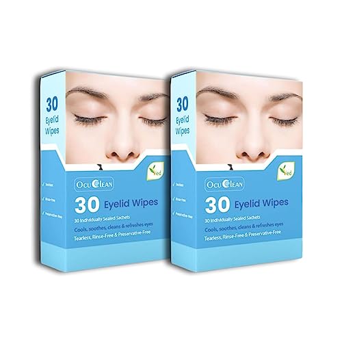 Salviette Ved per palpebre e ciglia per il trattamento perioculare negli adulti e nei bambini.Sicuro e naturale per ciglia e palpebre,confezione da 30 salviette sterili pre-inumidite (CONFEZIONE DA 2)