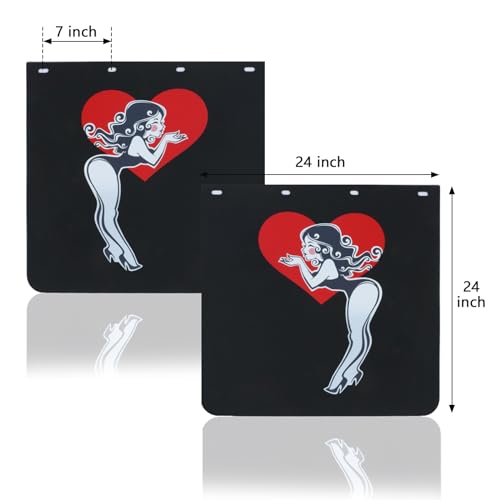 Image of 24 x 24Inch Mud Flaps for Semi Trucks PVC Polymer Tractor Trailer Heavy Duty Rubber Mudflaps Splash Guard, Sexy Beauty1, 2PCS