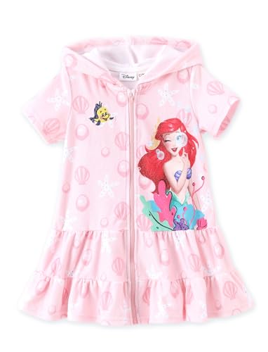 Image of Disney Princess Frozen Stitch Marvel Minnie Girl Swim Cover Up Terry Cloth Swimsuit Coverup Zip-up Bathing Suit Wrap Hooded