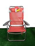 Silla de color coral, con cojín y con asa de transporte