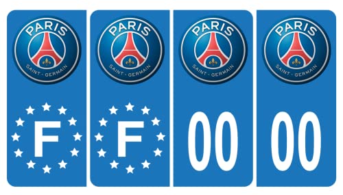 HADEXIA Pack 2 Paires Autocollant Stickers Plaque d'immatriculation Premium Paris Saint Germain PSG - Numéro Personnalisé