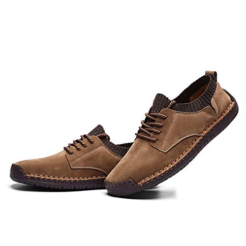 BIFINI Mens Suede Loafers Flats Sneaker Hand Stitching Outdoor Walking Daily Shoes3