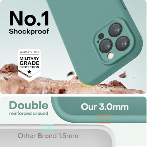 Image of LOVE 3000 Designed for iPhone 13 Pro Max Case, Premium Silicone with [Soft Anti-Scratch Microfiber Lining] Shockproof Protective Phone Case for Men Women Girls 6.7 inch, Pine Green