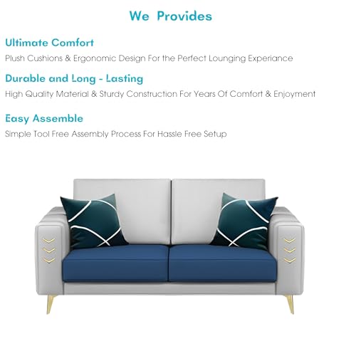 Image of Casaliving Falco 2 Seater Sofa Set for Living Room (Blue Grey Fabric) Premium Fabric Sofa