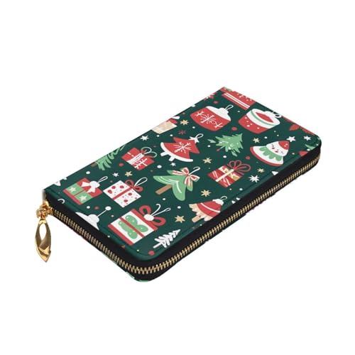 Women's Long Cash Wallet, PU Leather Elegant Clutch Change Purses with Zipper, Travel, Gifts (christmas prints Print)3