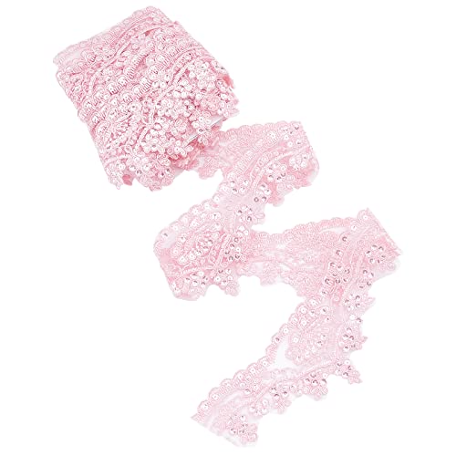 Arricraft 5 Yards Lace Trim, 3.15 Inch Wide Sewing Lace Ribbon Edging Trimmings Sequin Lace, Craft Lace Edge For Bridal Wedding Party Decor And Dresses Clothes Decor(Pink) #TOP25
