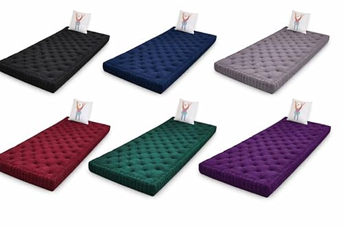 Image of ATOOTFUSION Soft Cotton Floor Box Mattress, 5-Inch Thick, Foldable, Movable, Medium Firm, Solid Colored (Purple, Single 36X72X5 Inches)