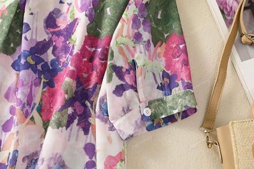 Image of Gufrina Women Mustard Multicolor Floral Print Button-Down Shirt with Elbow Sleeves and Collar Neck in Soft Breathable Fabric Ideal for Casual wear and Relaxed Styling