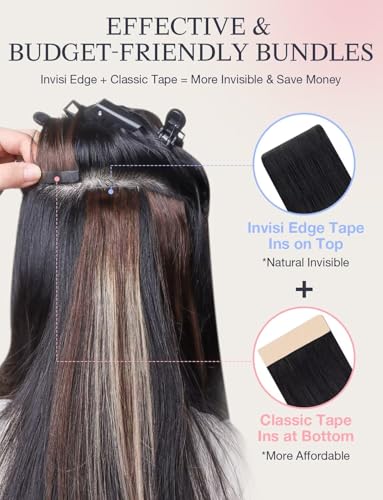 DOORES Invisi Edge włosy na taśmie, 40cm, 25g, 10szt, ciemny brąz kasztanowy, trwałe