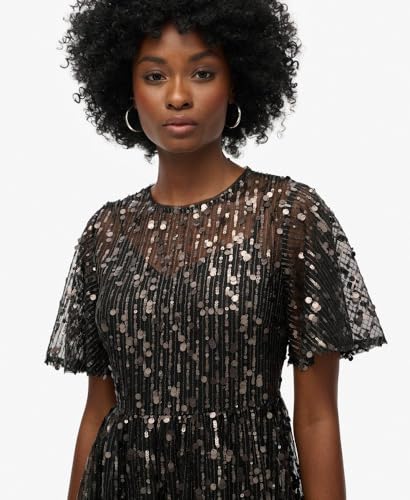 Robe mi longue en maille filet à volants volume femme Superdry - vue 4