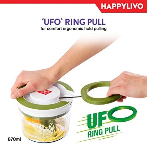 HappyLivo Fresa, 870ML Vegetable Pull-up Chopper Cutter with TriSword Japanese Blade
