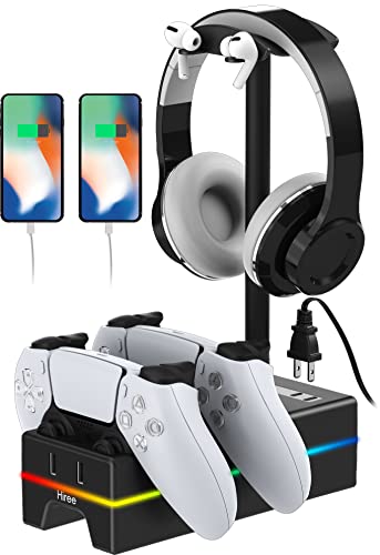 PS5 Controller Charger, Hiree RGB PS5 Controller Charging Station with ...