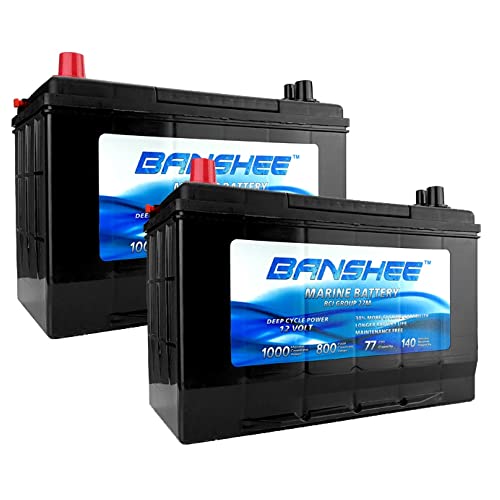 Qty 2 Banshee 27 12V 77Ah AGM Marine Deep Cycle Batteries