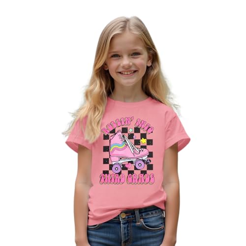 Image of First Day of School Outfit for Girl Rollin Into First Second Third Grade Shirt 1st 2nd 3rd Back to School T-Shirt Top