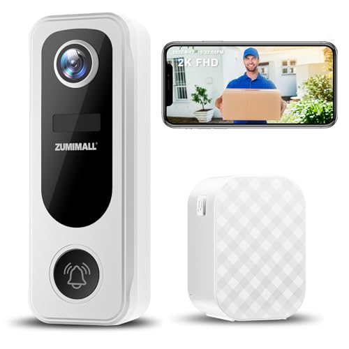 ZUMIMALL Doorbell Camera Wireless, Video Doorbell Wireless with Chime, 2 ...