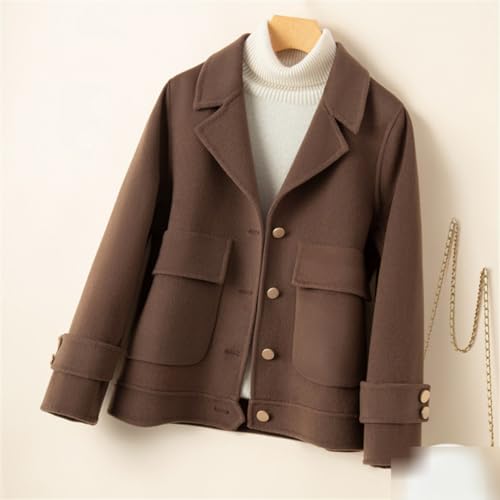 Yeuyyben Turn-Down Collar Double Sided Wool Coat Women Slim Casual Cashmere Winter Jacket2