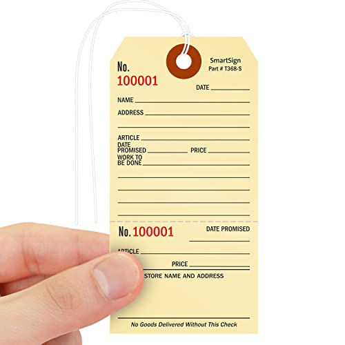 Smartsign Pack Of 1000 Repair Tags With Attached String | 2.625" X 5.25" Manila Cardstock #TOP2