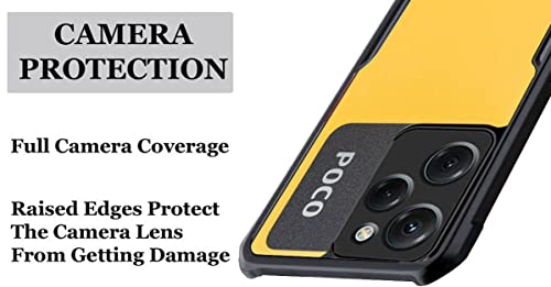 Image of A rtistque Clear Hard Transparent Acrylic Armor Anti-Drop Shockproof TPU Edge Back Cover Case for Poco X5 Pro - Black