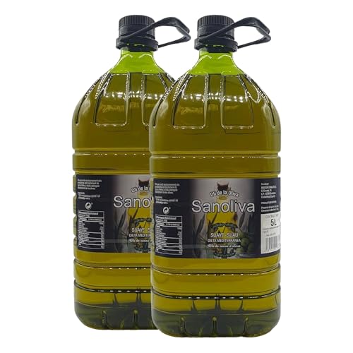Aceite de Orujo - Aceite de Oliva Suave - SANOLIVA - 5 Litros - Origen ESPAÑA - Aceite de Oliva Sansa/Orujo - Pack 2 Garrafas x 5 litros