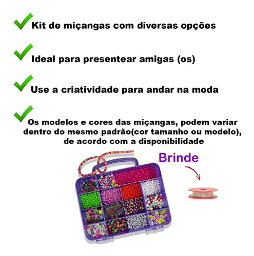Kit Miçanga Infantil P/ Montar +de 100 Pulseiras Variadas Dia das Crianças