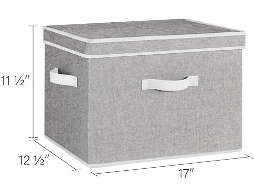 Image of StorageWorks Fabric Storage Bins with Lid, Decorative Storage Boxes for Shelves, Stackable Closet Organizer Basket with Handles, Jumbo, Gray, 2-Pack