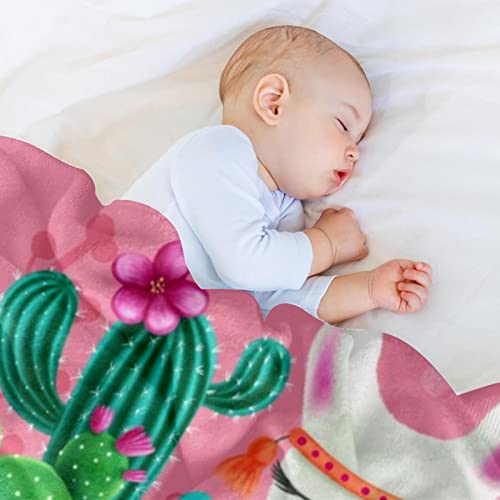 Couverture polaire lama et cactus 150x200 cm douce en microfibre pour lit - 7
