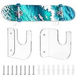 UNICRAFTALE 1 Pair Clear Acrylic Skateboard Wall Mount Display Bracket Skateboard Holder Stand Hanger Deck Rack with Screw and Pin for Storage Organize