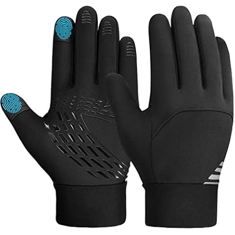Kinder Handschuhe Winter Fahrradhandschuhe - Kids Warme Touchscreen Winterhandschuhe Outdoor Sport Laufhandschuhe Wasserdicht Winddichte mit Anti-Rutsch für Junge Mädch Fahrrad Schwarz 4-12 Jahre Cover